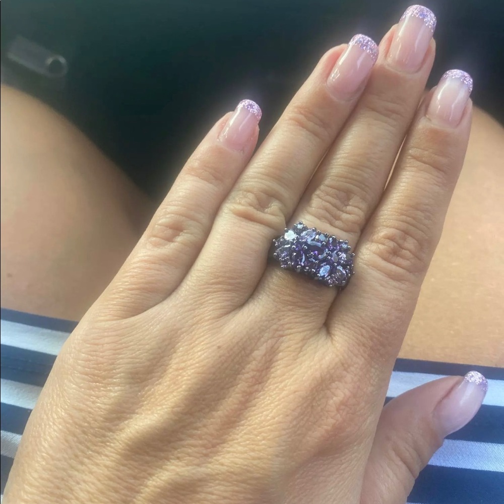 New 18K Black Gold Amethyst Ring - Picture 6 of 8